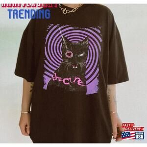 The Cure Shirt Cat Moon Rock Band Tshirt
